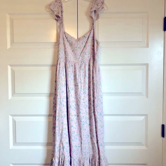 NWT SOKIE COLLECTIVE The Summer Flutter Lavender Yellow Floral Midi Dress L - Picture 5 of 6